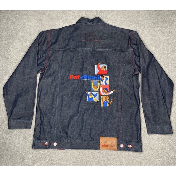 Vintage Platinum Fubu Fat Albert Denim Jean Jacket Mens XL Blue Rap Hip Hop - Picture 8 of 14